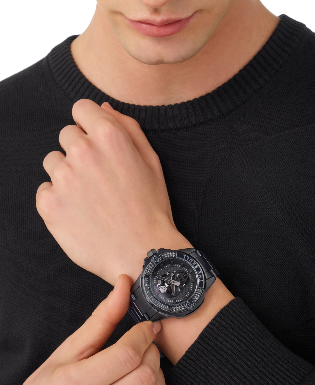 Philipp Plein Men's The Skull Black Ion Plated Bracelet Watch 44mm
