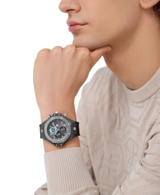 Men's Chronograph Royal Black Silicone Strap Watch 46mm