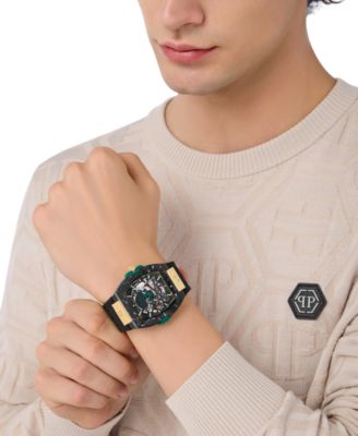 Men's Automatic The Skeleton 2.0 Black Silicone Strap Watch 44mm