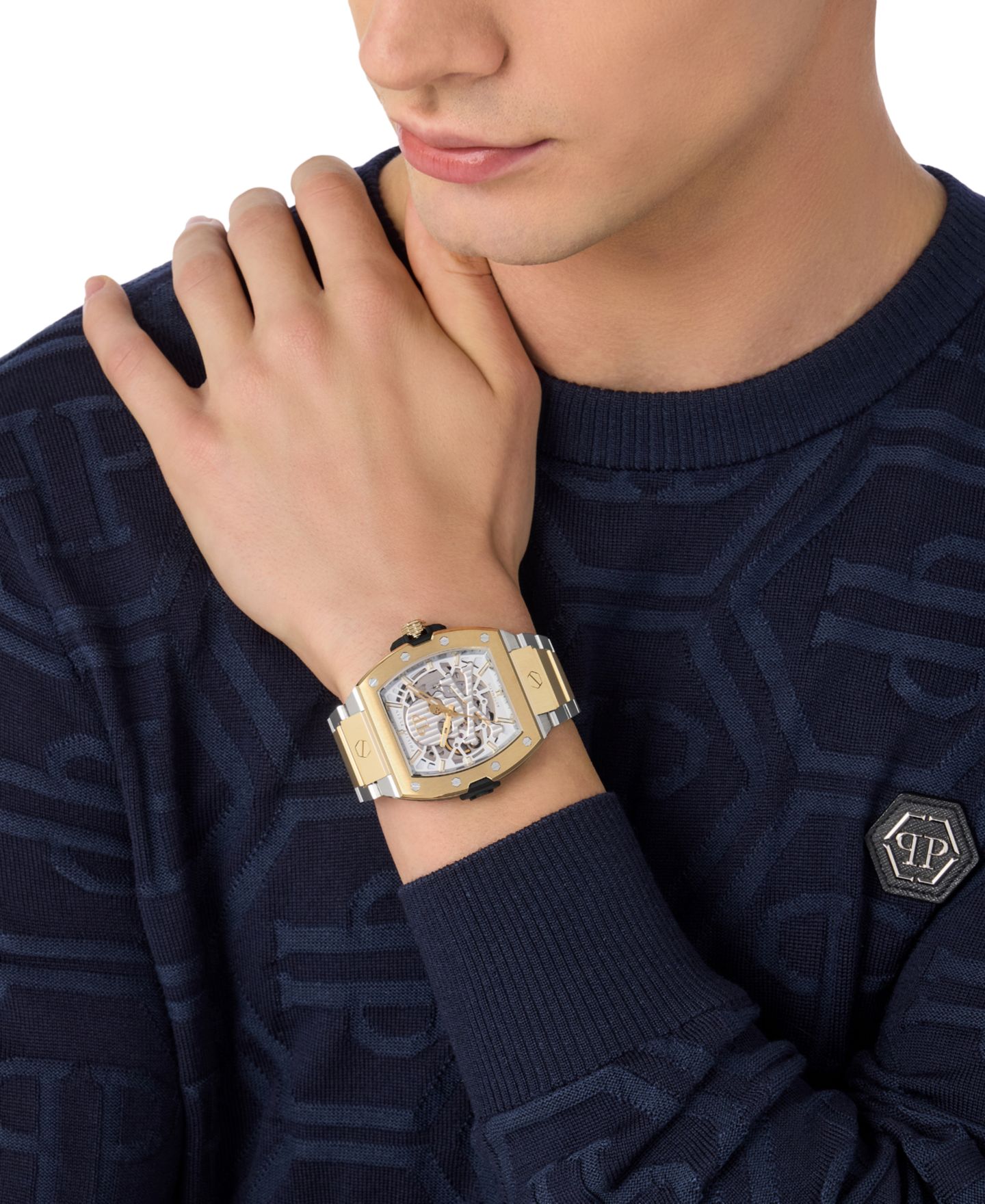 Мужские часы Philipp Plein Automatic The Skeleton 2.0 Two-Tone Stainless Steel Bracelet Watch 44mm — фото 5