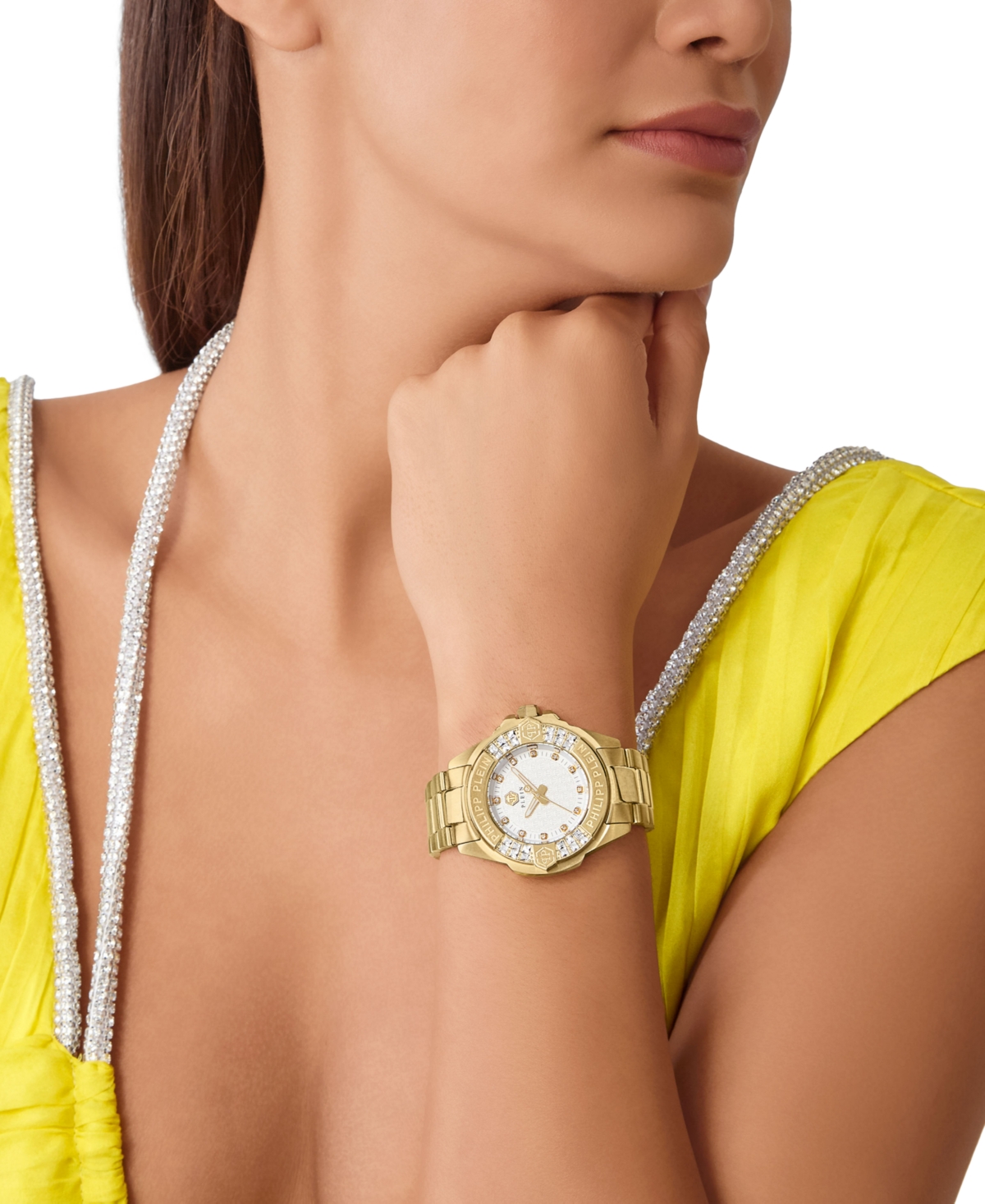 Philipp Plein Plein Majesty Crystal Watch In Ip Yellow Gold