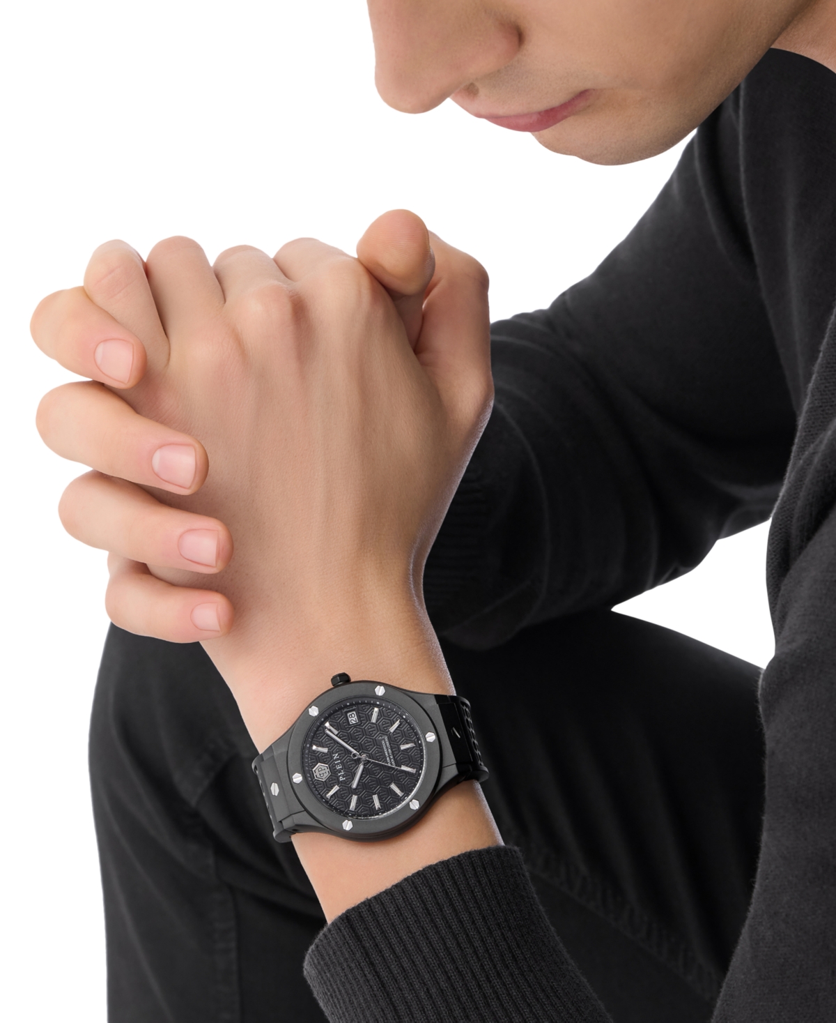 Philipp Plein Plein Underdog Silicone Watch In Ip Black