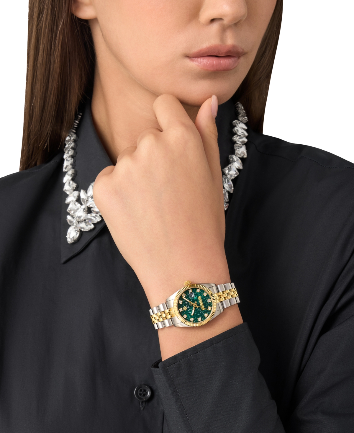 Philipp Plein Date Superlative Crystal Watch In Two Tone