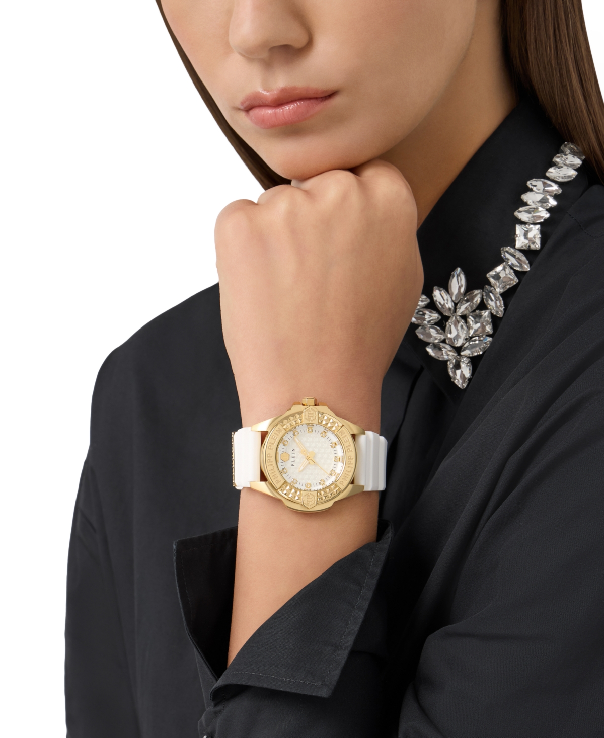 Philipp Plein Plein Majesty Crystal Watch In Ip Yellow Gold