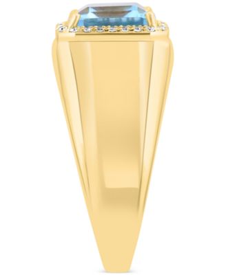 EFFY&reg; Sky Blue Topaz (4-1/2 ct. t.w.) & Diamond (1/10 ct. t.w.) Halo Ring in 14k Gold-Plated Sterling Silver