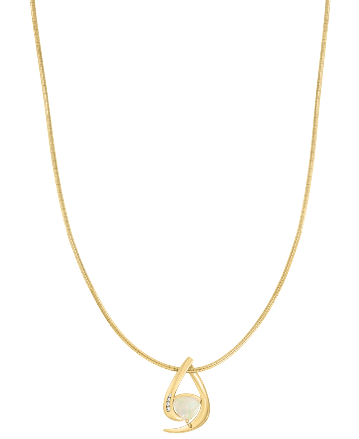 Effy Collection Effy Ethiopian Opal (1-5/8) & Diamond (1/20 Ct. T.w.) 18" Pendant Necklace In 14k Gold-plated Sterli In Multi