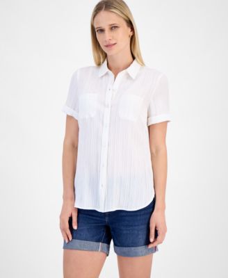 Nautica Jeans - Women's Dobby Short-Sleeve Button Shirt