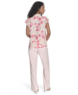 Блузка Calvin Klein Petite с принтом и оборками спереди