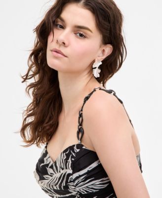 Women's Stacie Printed Shirred Chain-Strap Dress