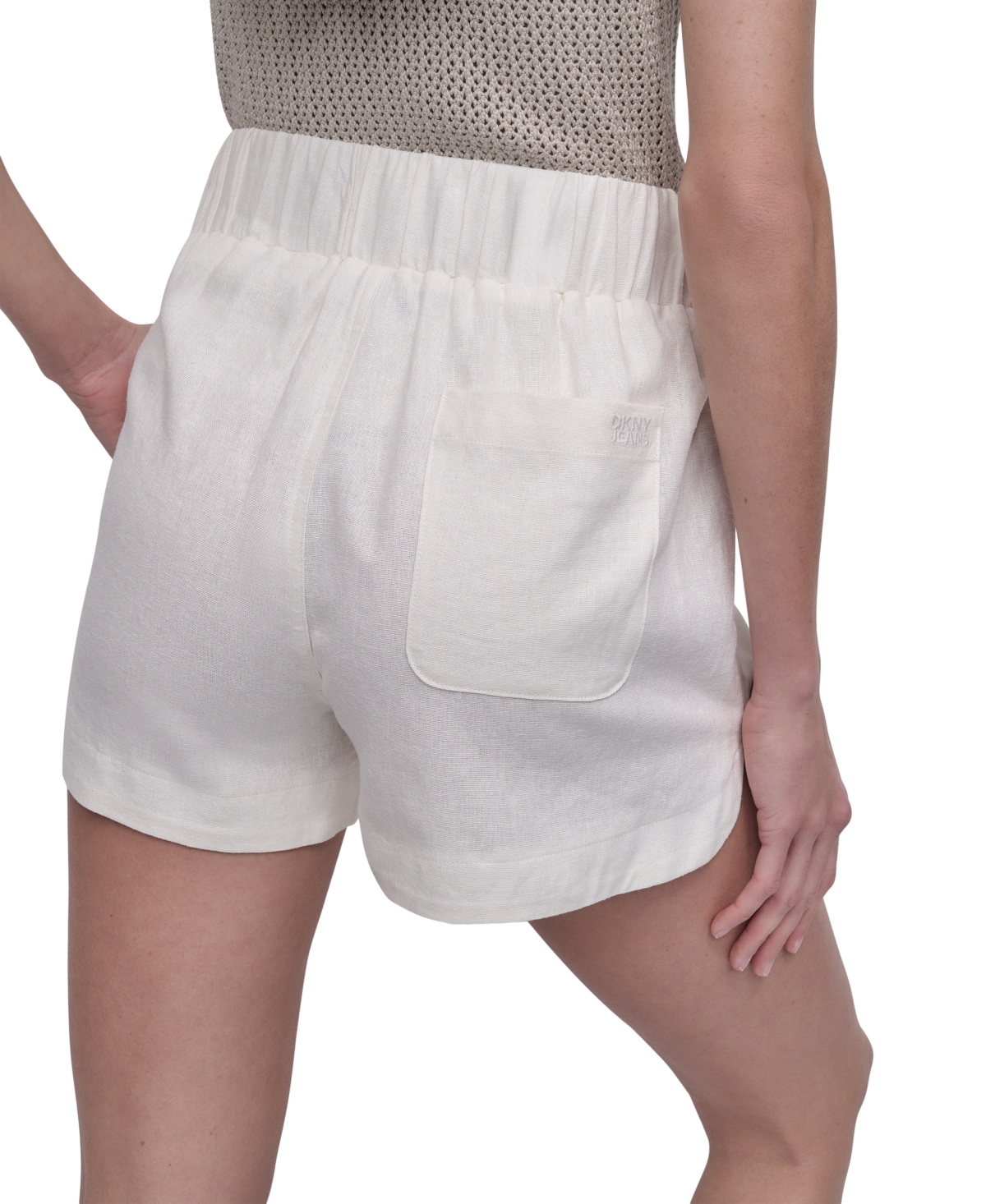 Shop Dkny Jeans Women's High-rise Dolphin-hem Shorts In Ivy - Ivory