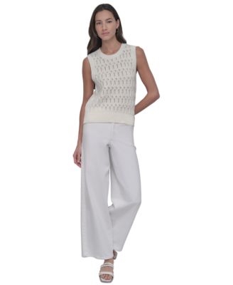 DKNY Jeans - Women's Cotton Pointelle-Knit Sleeveless Sweater