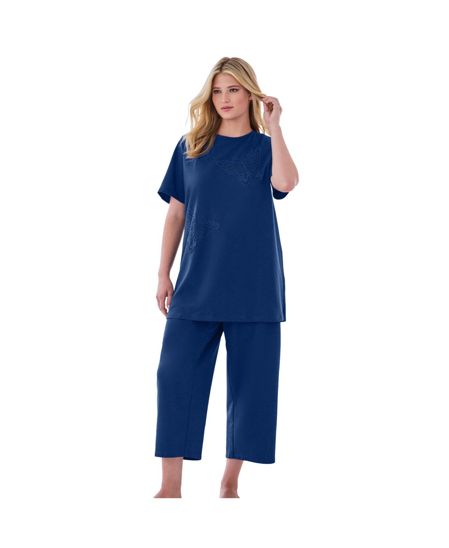Plus Size Dreams and Co. 2-Piece Applique Capri