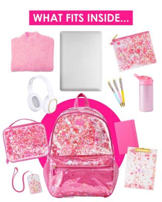 Sweet Tart Pink Confetti Backpack Women's Fashion Shoulder Clear Book Bag Trendy Confetti Look for Work and Travel (Pink - Sweet Tart