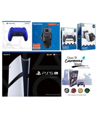 Playstation 5 Pro Bundle with Extra Controller, Plantronics Headset, FPS Grip Kit, Dual Charge Dock and MightySkins Decal Voucher Plus 2 Year CPS Extended Warranty