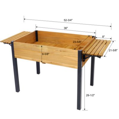 52.7inch x 23.6inch x 29.5inch Raised Garden Bed Metal Leg Wood Planter Box with Folding Storage Shelf