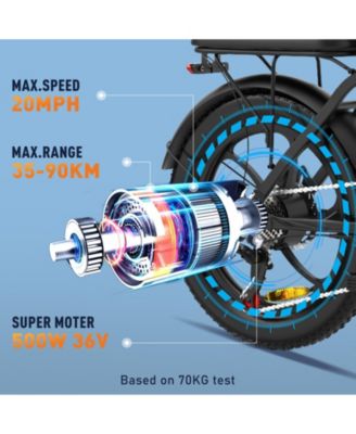 Электровелосипеды COLORWAY мощностью 500 Вт, электровелосипед с шинами Fat Tire 20x3,0 дюйма, 12Ач/36В, электровелосипед 7-SHIMANO со скоростью 19,9 миль / ч для подростков и взрослых-UL2849