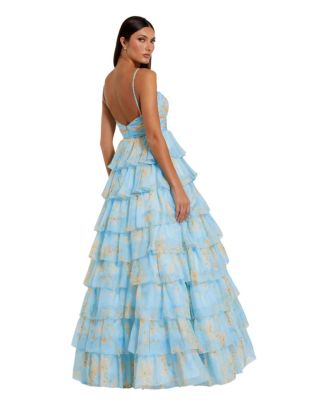 Женское многоярусное платье Mac Duggal с цветочным вырезом и оборками от Mac Duggal