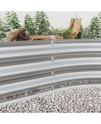 Raised Garden Bed Outdoor, Oval Large Metal Raised Planter Bed for for Plants, Vegetables, and Flowers - Silver 88.99"x 44.68" x 11.42'