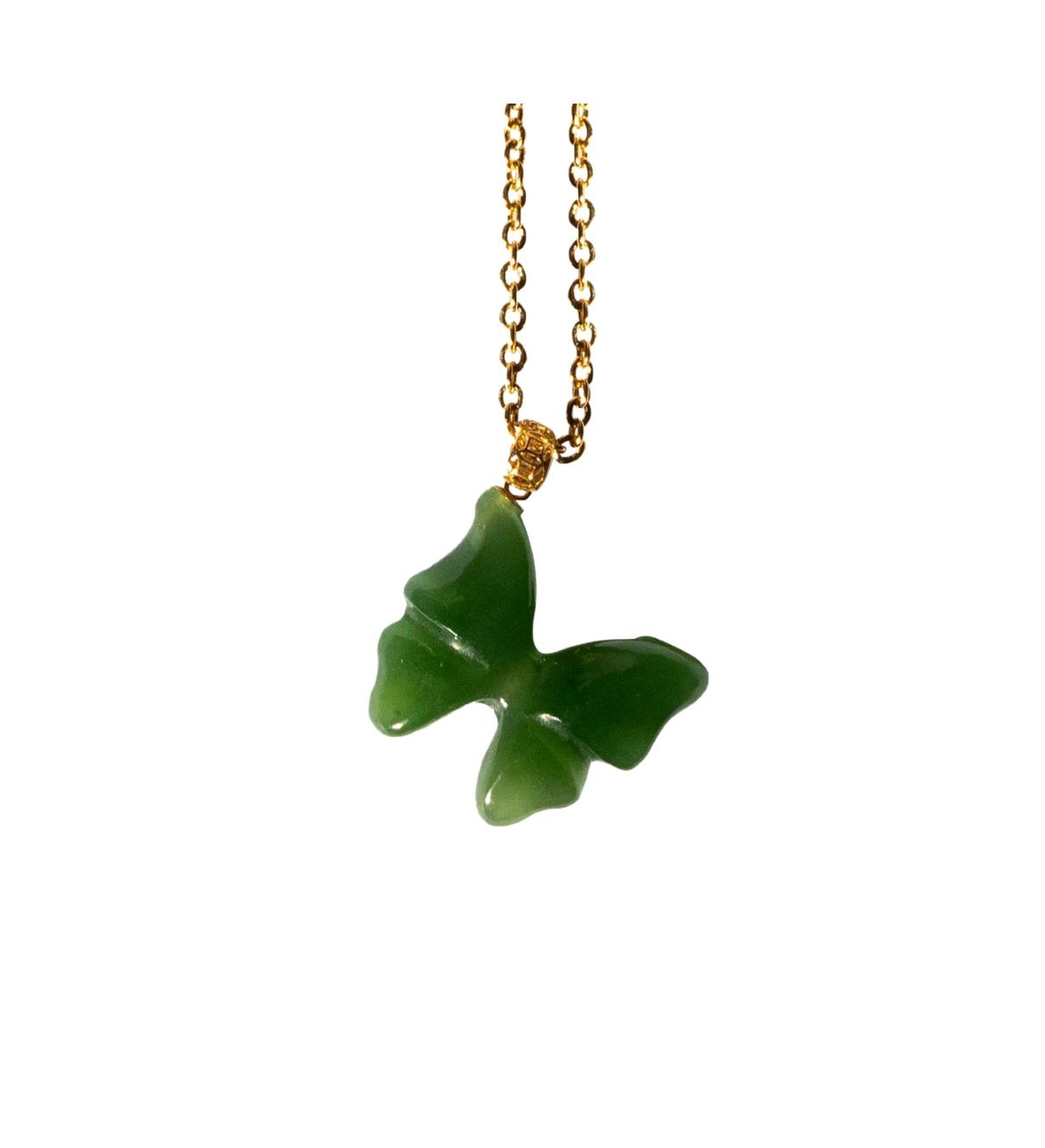 Butterfly Ii &#x2014; Green jade pendant necklace