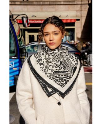 Джесси Чжао Нью-Йоркский двусторонний шерстяной шарф из шелка Black Garden