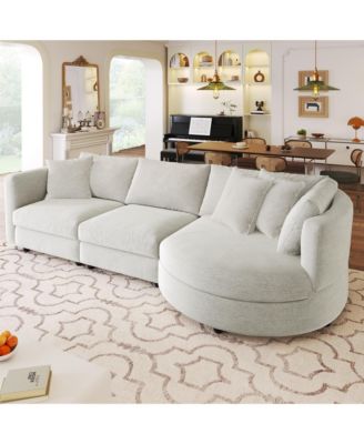 Three Indoor Cushioned Combination Sofas with Three Pillows and Curved Seat, for Living Room, Study Room, and Apartment
