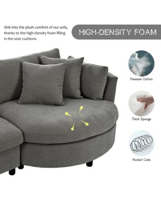 Three Indoor Cushioned Combination Sofas with Three Pillows and Curved Seat, for Living Room, Study Room, and Apartment