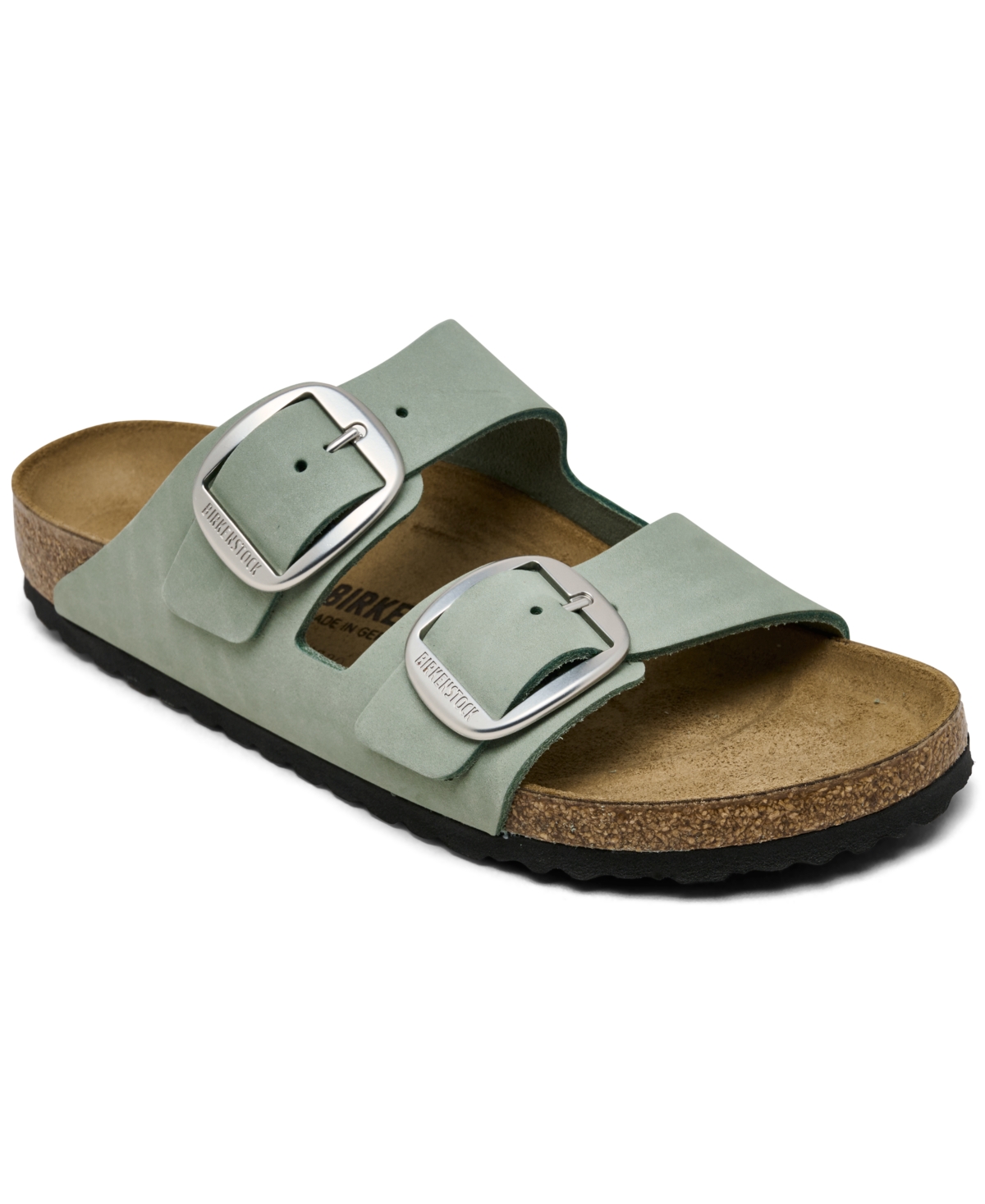 Birkenstock Arizona Nubuck Leather Womens Sandals In Pure Sage