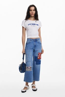 Женские прямые джинсы Desigual с нашивками