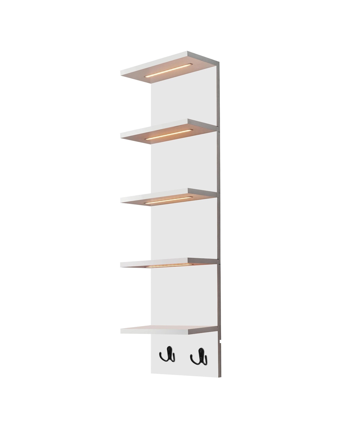 5 Tier Wall Mounted Floating Shelf Unit with Led Lights - Home Decor and Storage Organizer - White