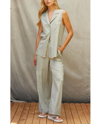 Женская футболка Lisa без рукавов на пуговицах в виде полумесяца