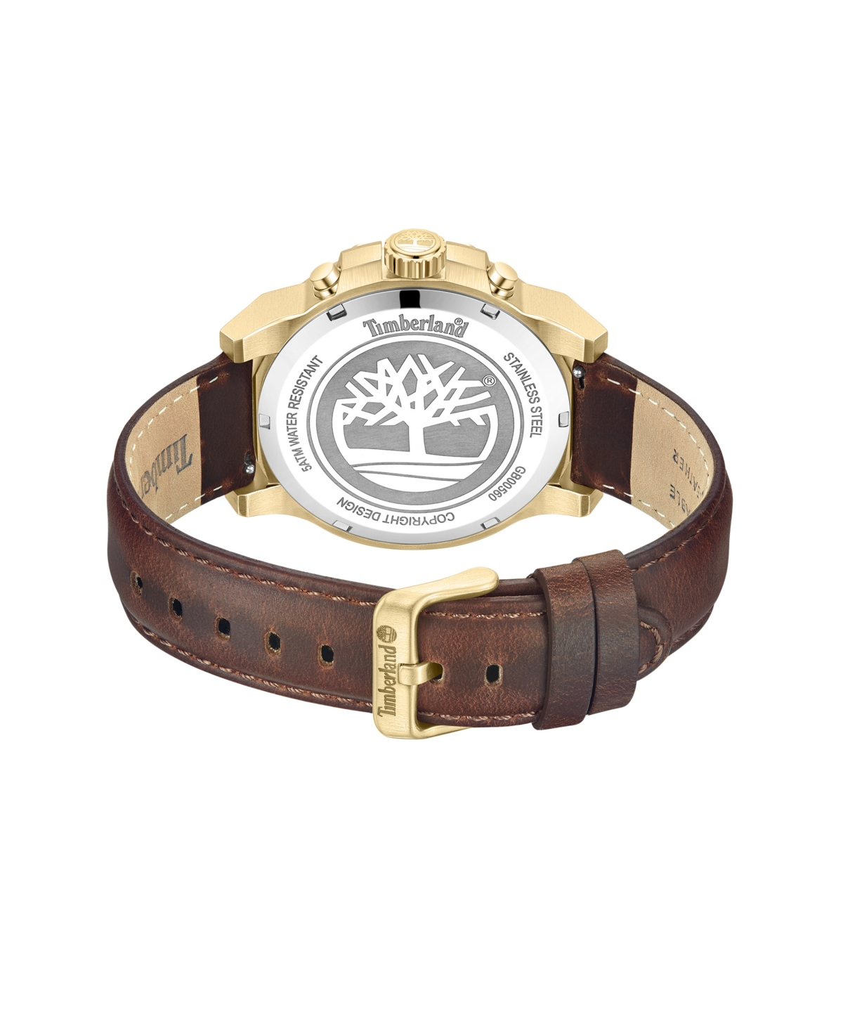 Timberland Men's Dress Sport Brown Dark Genuine Leather Watch, 46mm In Brown Dark