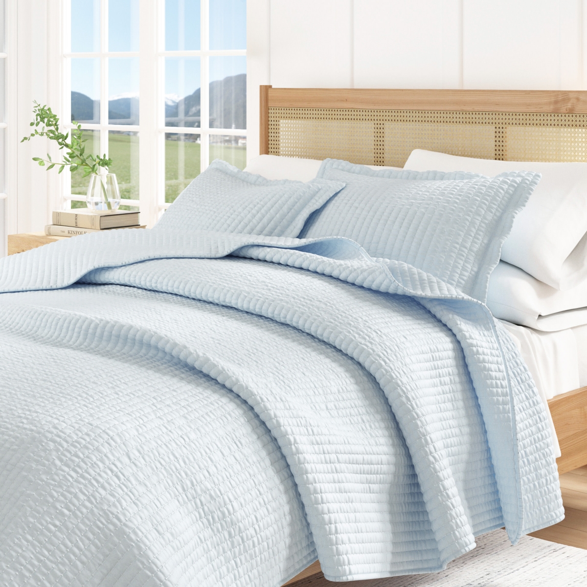 Linery & Co. Detailed Channel Stitch Microfiber Quilt Set With Shams