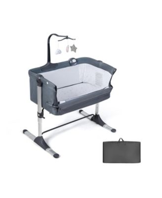 Height Adjustable Baby Side Crib with Music Box & Toys