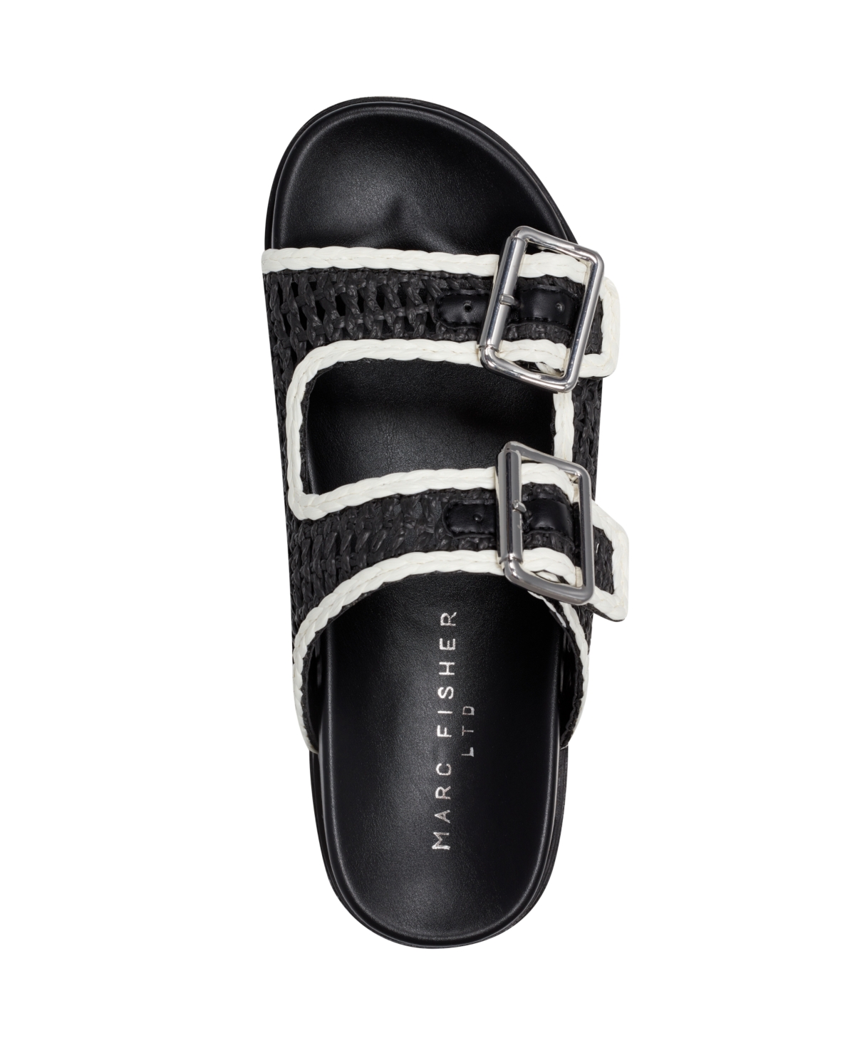 Marc Fisher Ltd Raffia Dual-buckle Sporty Sandals In Black