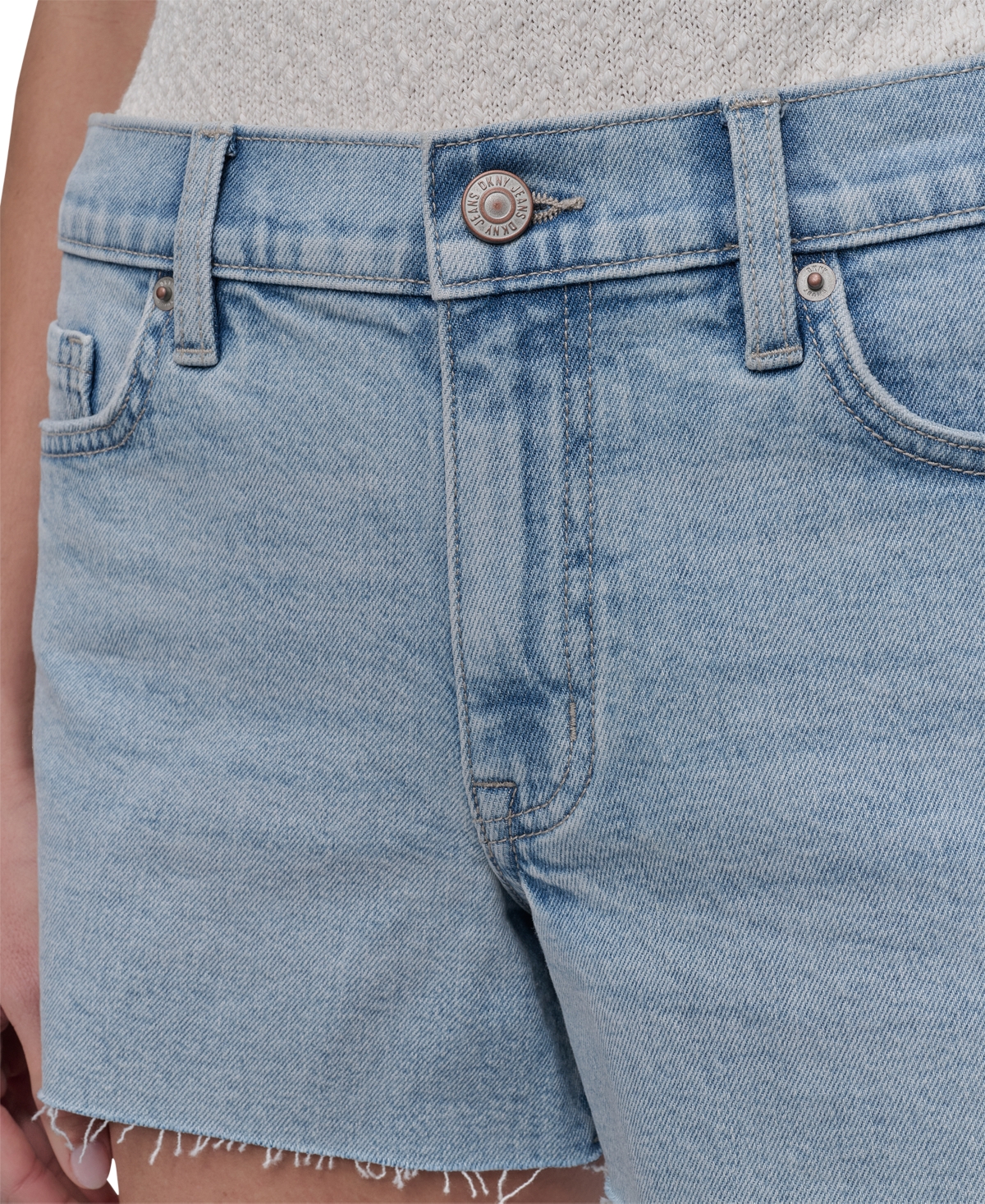 Shop Dkny Jeans Women's Mid-rise Split-side Denim Shorts In Kx8 - Cortlandt