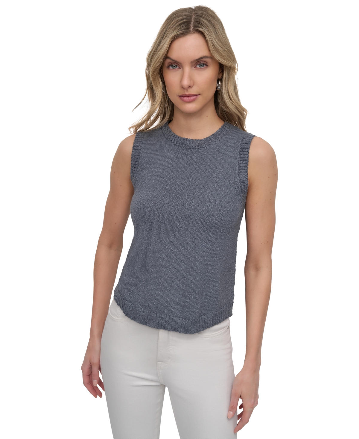 Dkny Jeans Women's Cotton Boucle Sleeveless Sweater In Tyx - Blue Fog