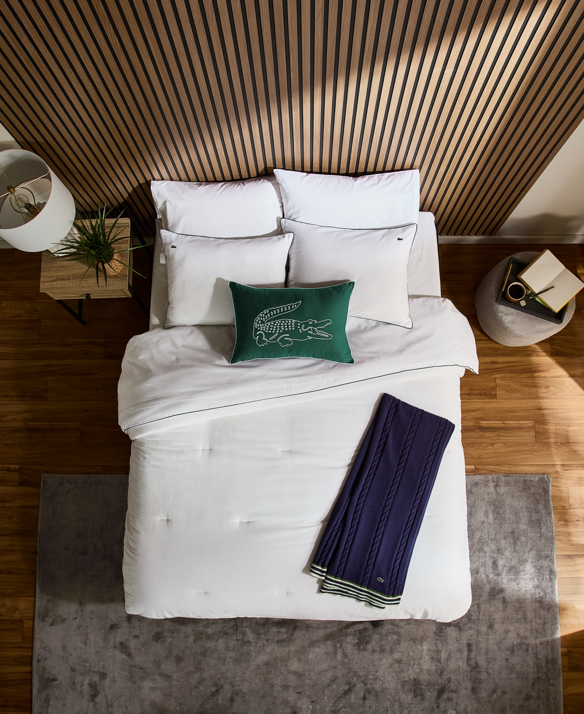 Lacoste Home Tiebreak Cotton 3-pc. Comforter Set, Full/queen In White,green