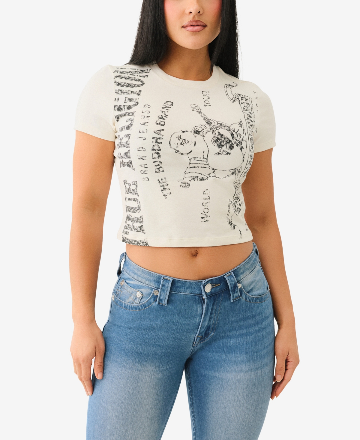 TRUE RELIGION WOMEN'S SS HERITAGE LOGO BABY CREWNECK T-SHIRT 
