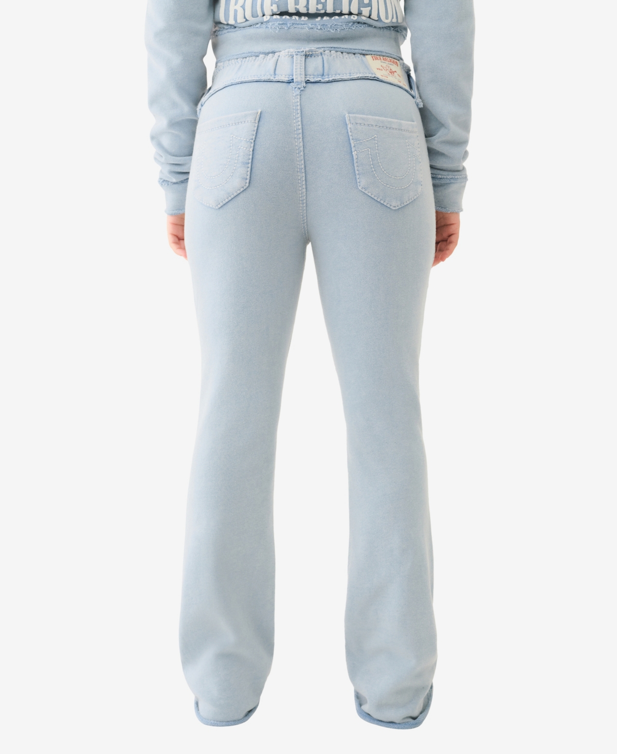 Shop True Religion Women's Washed Raw Edge Big T Track Jeans In Pacific Coast Blue