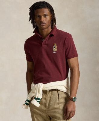 Men's Custom Slim Fit Bear Mesh Polo Shirt