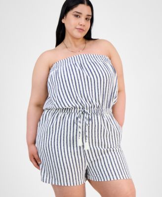 Модный комбинезон в полоску без бретелек размера плюс от Derek Heart
