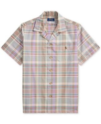 Men's Classic-Fit Plaid Oxford Camp Shirt