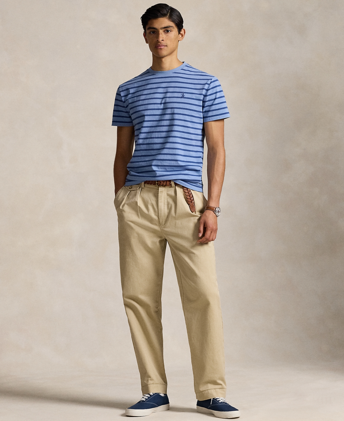 Polo Ralph Lauren Ralph Lauren Striped Jersey Crewneck T-shirt In Blue