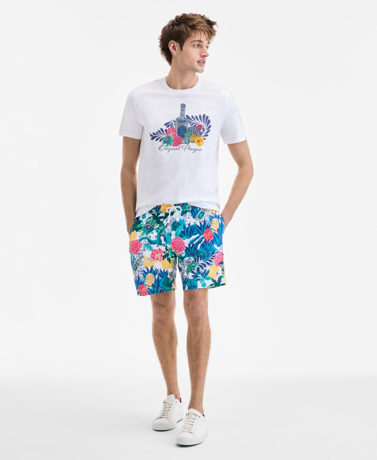 Original Penguin Men's Floral Swim Trunks