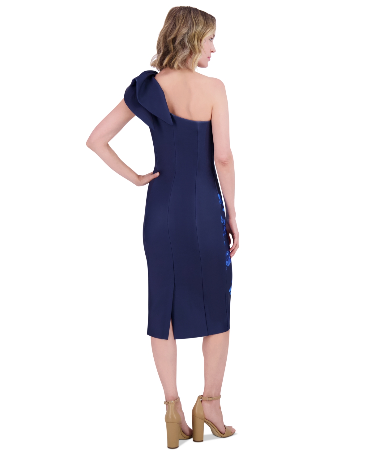 ELIZA J WOMEN'S ASYMMETRIC-NECK SCUBA SHEATH DRESS 