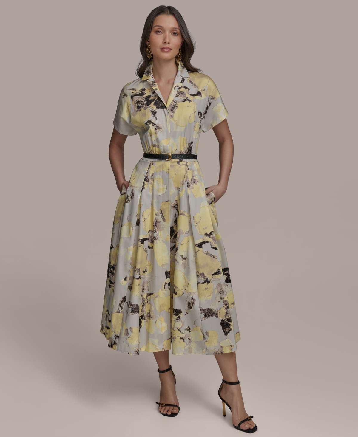 Women's Printed Cotton Shirtdress - Limoncello Multi