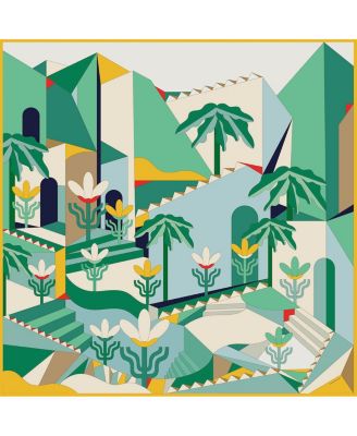 Джесси Чжао Нью-Йоркский двусторонний шерстяной шарф из шелка Tropical Breeze