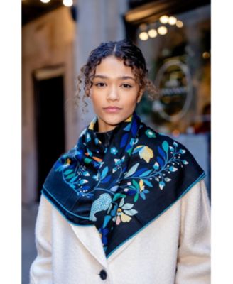 Джесси Чжао Нью-Йоркский двусторонний шерстяной шелковый шарф из ночных джунглей