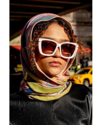 Double Sided Wool Silk Triangle Scarf Of Color Recombination