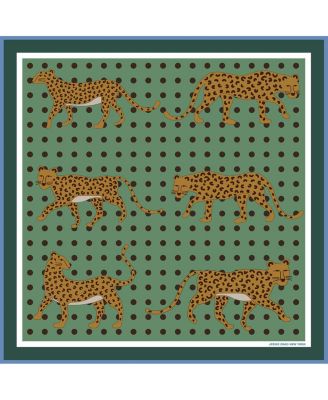 Джесси Чжао Нью-Йоркский Двусторонний Шерстяной шелковый шарф из Голубого Леопардового Сада